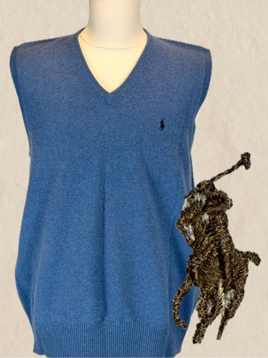 Polo Ralph Lauren Other - VINTAGE Polo Ralph Lauren sweater vest sleeveless v neck lambswool wool blue 90s